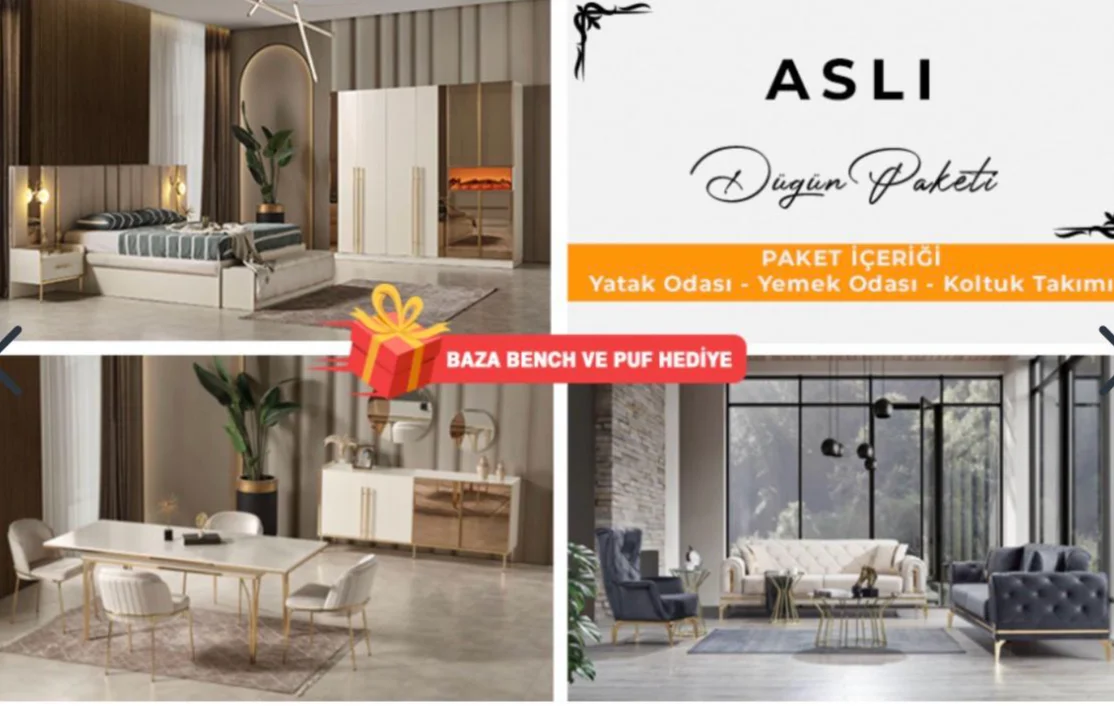 Aslı Düğün Paketi (BAZA BENCH VE PUF HEDİYE)