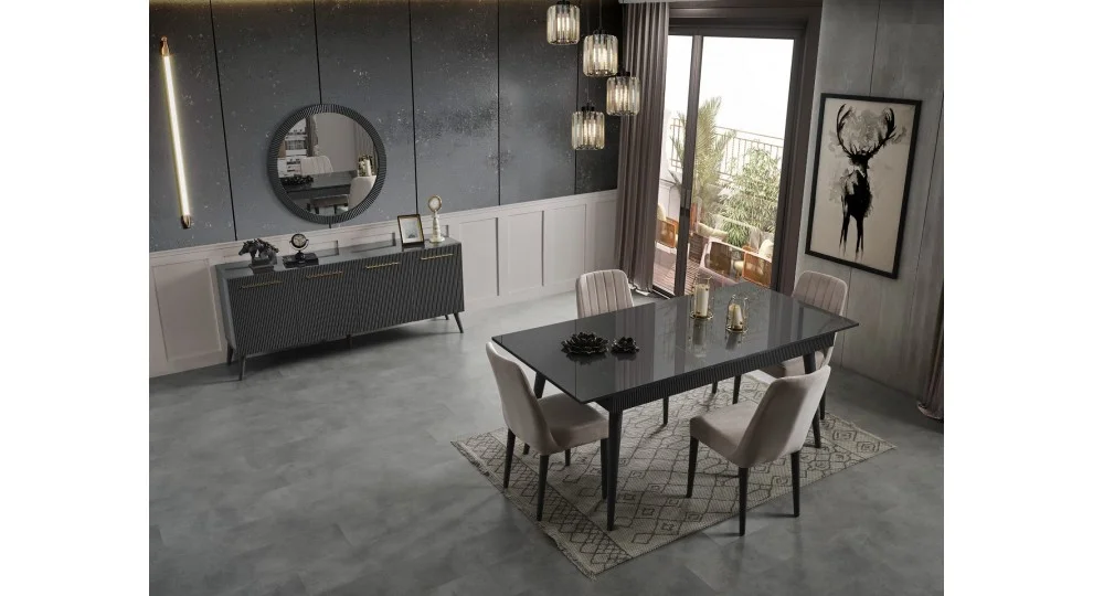 Çırağan Antrasit · Yemek Odası Takımı %100 MDF
