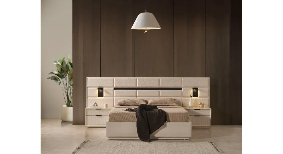 Lotus Yatak Odası (Ön yüzler mdf iç iskelet suntalem malzemeden üretilmiştir)